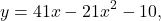 \[y = 41x-21x^2 - 10,\]