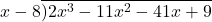 \[x-8 \overline{)2x^3 - 11x^2 - 41x + 9}\]