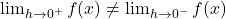 \lim_{h \to 0^{+}} f(x) \ne \lim_{h \to 0^{-}} f(x)