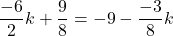 \[\frac{-6}{2}k + \frac{9}{8} = -9 - \frac{-3}{8}k\]